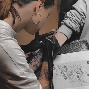 Tattoo training with floral design